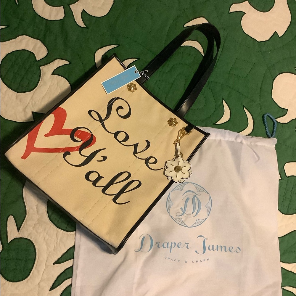 NWT Draper James LOVE Y'ALL canvas tote bag purse